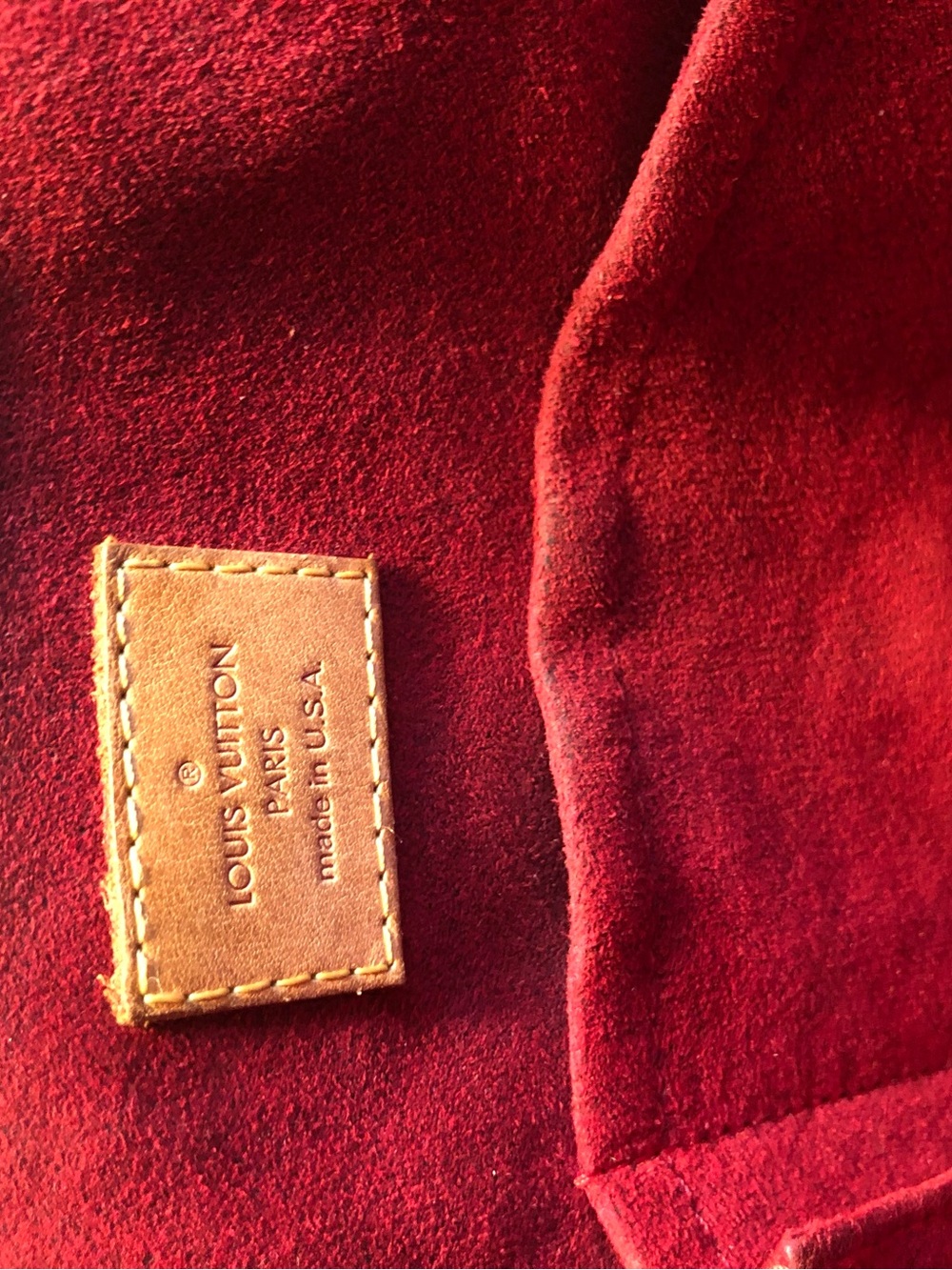 Louis Vuitton Red Suede Interior Shoulder Bag with Vachetta Trim - Picture 3 of 14